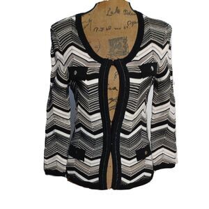 White House Black Market Cardigan SMALL Chevron Stripes Work Layer Sweater